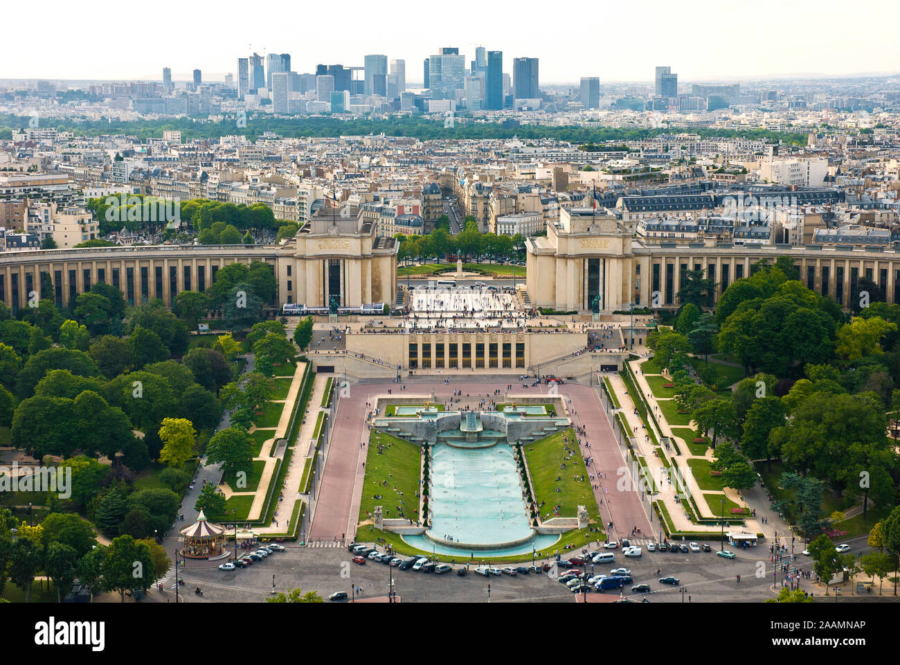 Vue aérienne de Trocadéro et de La Defense Banque D'Images