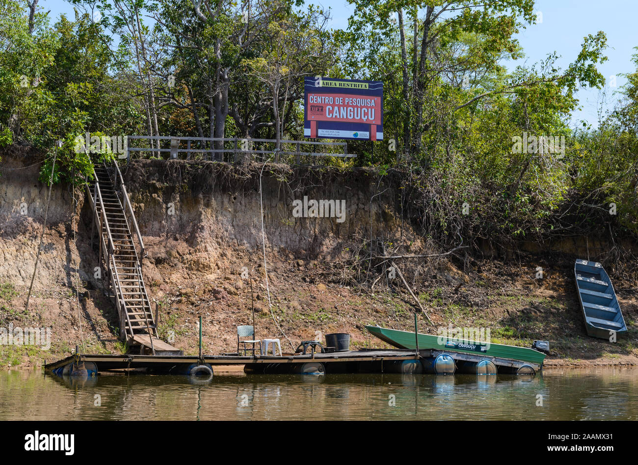 Boat Landing à l'Cangucu faisant centre (Centro de Pesquisa Cangucu). Tocantins, au Brésil, en Amérique du Sud. Banque D'Images