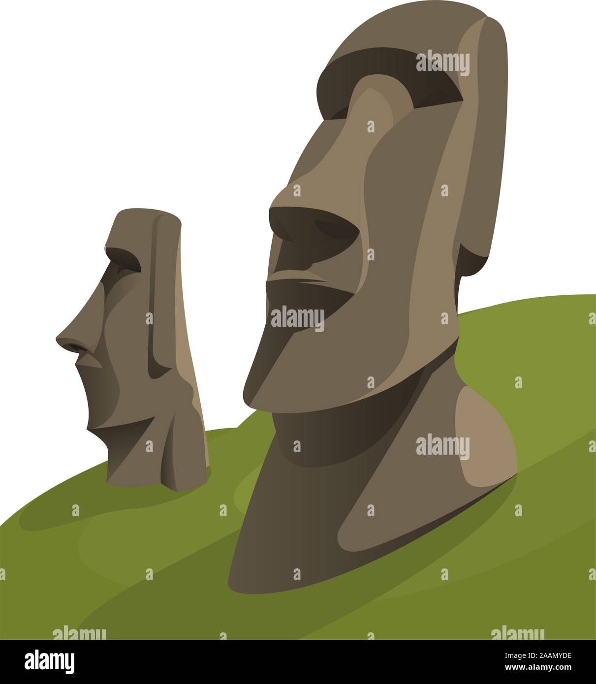Moai Statues monolithiques Moais de l'île de Pâques, Polynésie française vector illustration cartoon. Illustration de Vecteur