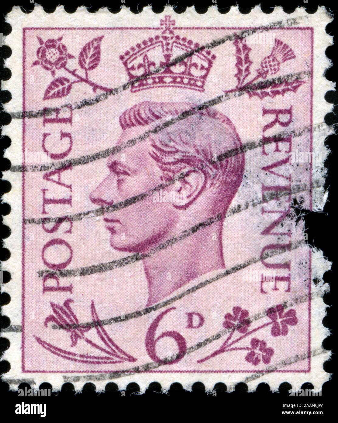 Timbre Cachet du Royaume-Uni de Grande-Bretagne et d'Irlande du Nord dans le roi George VI - série Vous y trouverez Banque D'Images