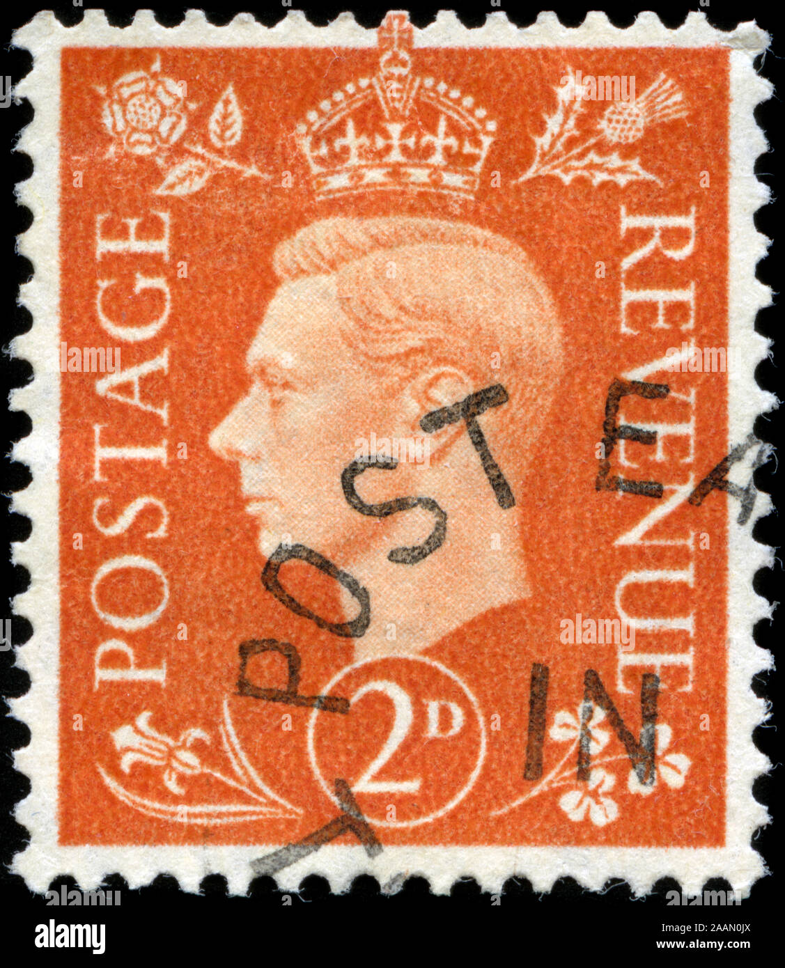 Timbre Cachet du Royaume-Uni de Grande-Bretagne et d'Irlande du Nord dans le roi George VI - série Vous y trouverez Banque D'Images