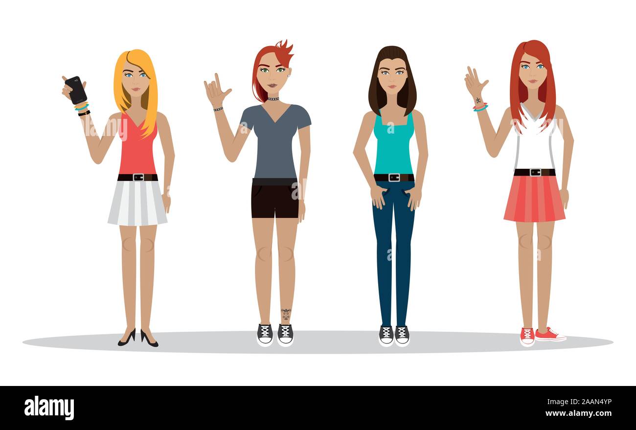 Les femmes du groupe de punk style Illustration de Vecteur