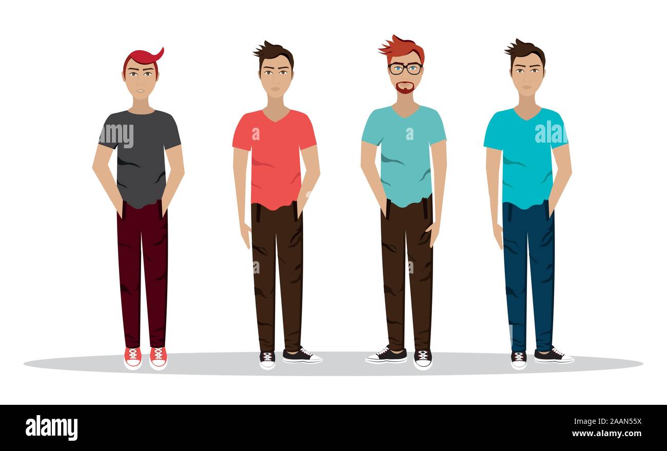 Groupe d'hommes punk style Illustration de Vecteur