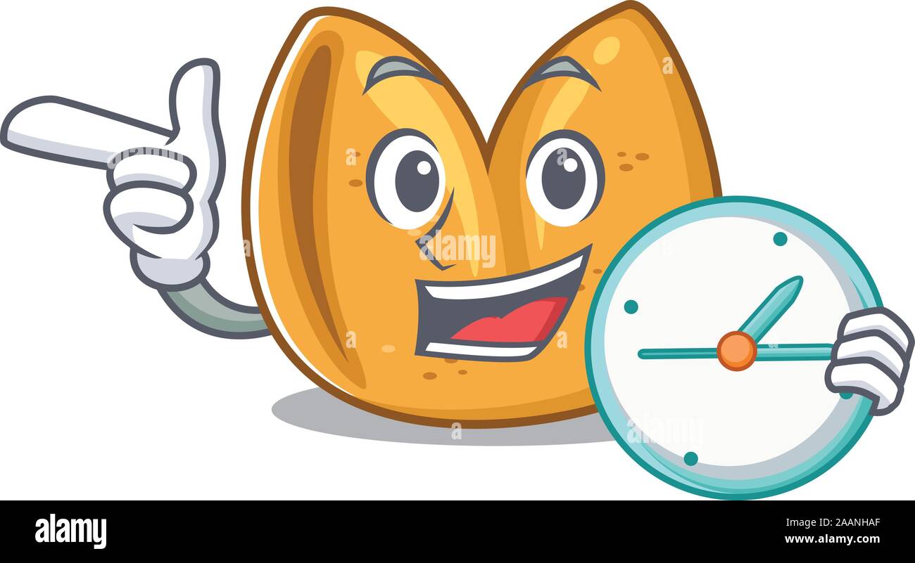 Smiling biscuit chinois cartoon style vector illustration avec horloge Illustration de Vecteur