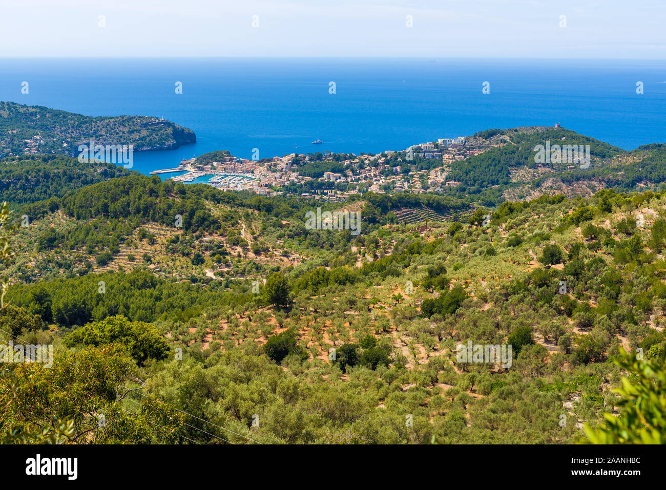 Magnifique baie de Port de Soller, une destination touristique populaire. Baleares, Espagne Banque D'Images