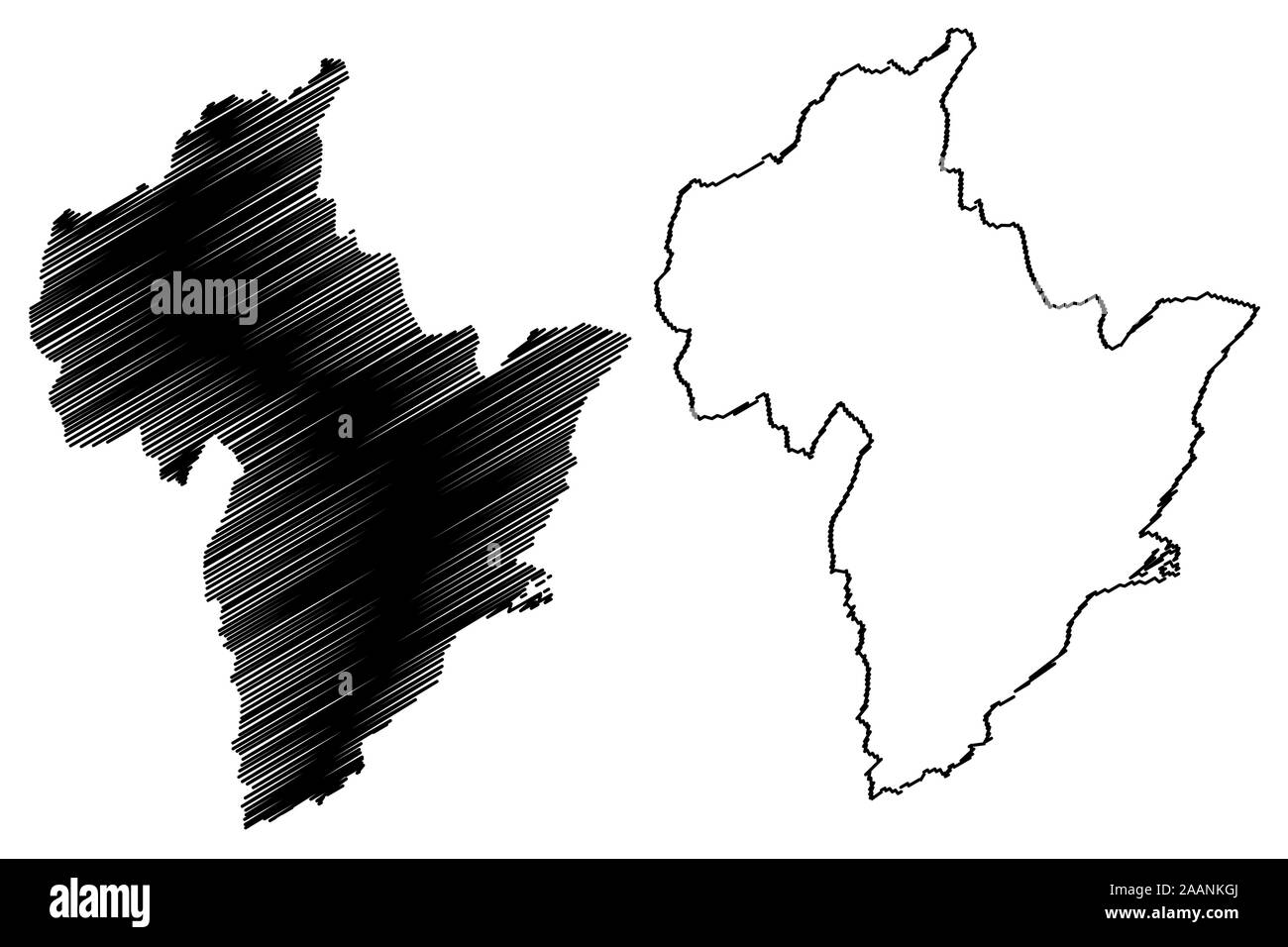 Région de l'Otago (Nouvelle-Zélande, île du Sud) map vector illustration, scribble sketch carte Otago Illustration de Vecteur