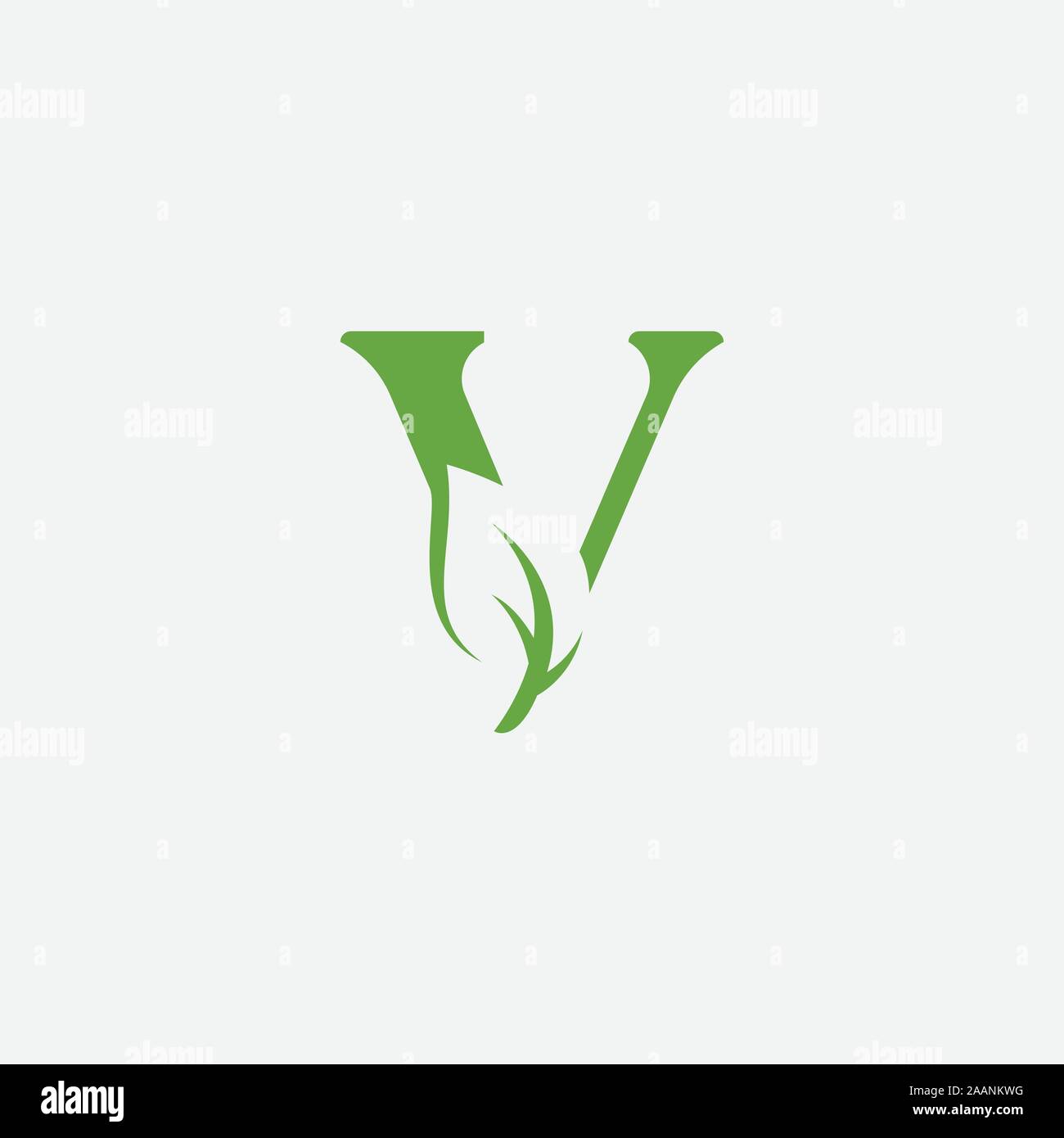 Vector green eco logo alphabet avec des feuilles, vert Eco vecteur initial, l'icône de l'Alphabet V avec la nature de l'inspiration de conception de logo. Illustration de Vecteur