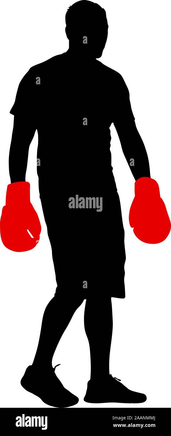 Silhouette noire d'un athlète boxer sur un fond blanc. Illustration de Vecteur