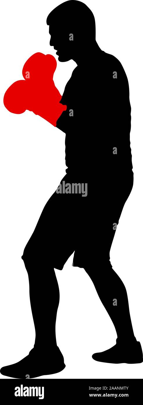 Silhouette noire d'un athlète boxer sur un fond blanc. Illustration de Vecteur