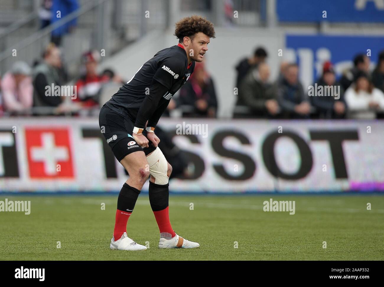 Hendon. United Kingdom. 23 novembre 2019. Duncan Taylor (sarrasins). Saracens v Ospreys. Piscine 4. Heineken Cup Champions. Deuxième (2e) tour. Allianz Park. Hendon. Londres. UK. Garry Crédit/Sport sous gaine en images/Alamy Live News. Banque D'Images