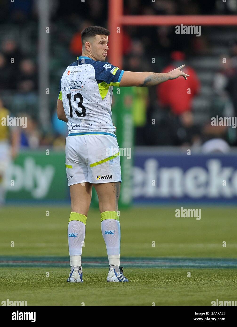 Hendon. United Kingdom. 23 novembre 2019. Owen Watkin (Ospreys). Saracens v Ospreys. Piscine 4. Heineken Cup Champions. Deuxième (2e) tour. Allianz Park. Hendon. Londres. UK. Garry Crédit/Sport sous gaine en images/Alamy Live News. Banque D'Images