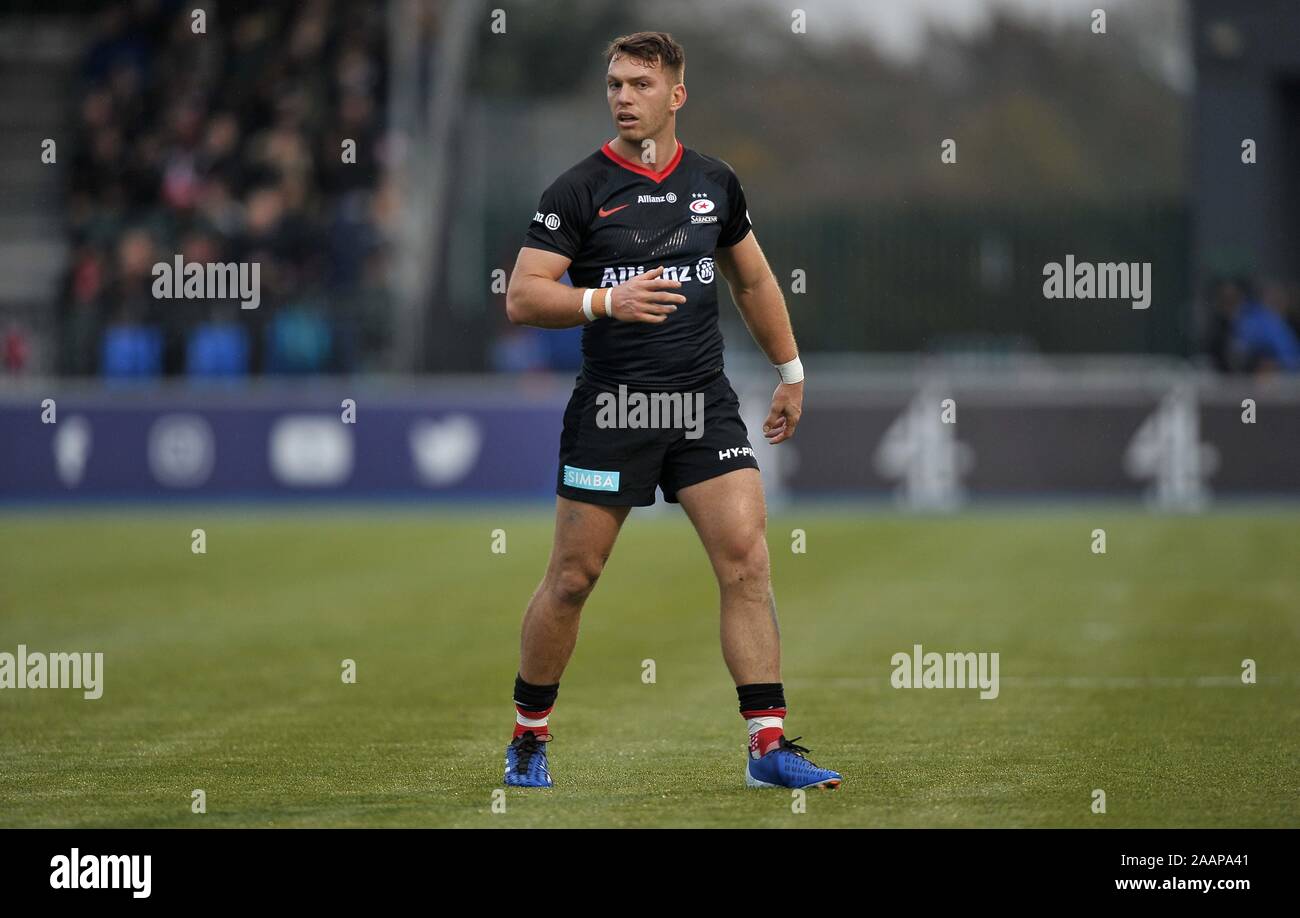 Hendon. United Kingdom. 23 novembre 2019. Alex Lewington (sarrasins). Saracens v Ospreys. Piscine 4. Heineken Cup Champions. Deuxième (2e) tour. Allianz Park. Hendon. Londres. UK. Garry Crédit/Sport sous gaine en images/Alamy Live News. Banque D'Images