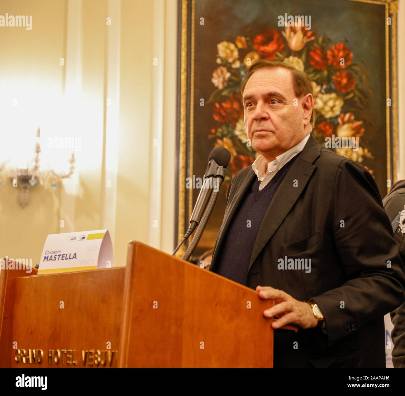 Napoli, Italie. Novembre 23, 2019, Naples, Campanie, Italie : 23/1/2019 Naples, le Sud qui gagne, les politiques de l'Union européenne pour le sud.Dans l'image : Clemente MASTELLA Crédit : Fabio Sasso/ZUMA/Alamy Fil Live News Banque D'Images