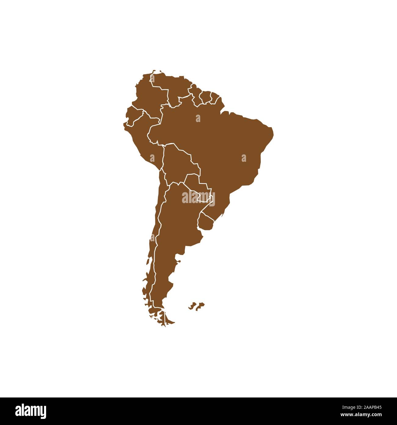L'Amérique du Sud avec des frontières du pays, vector illustration. Illustration de Vecteur