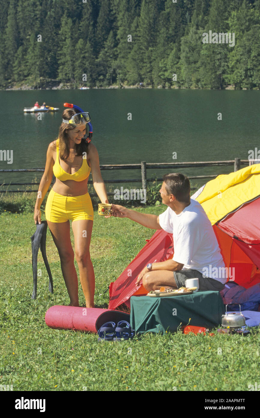 Camping am See Banque D'Images