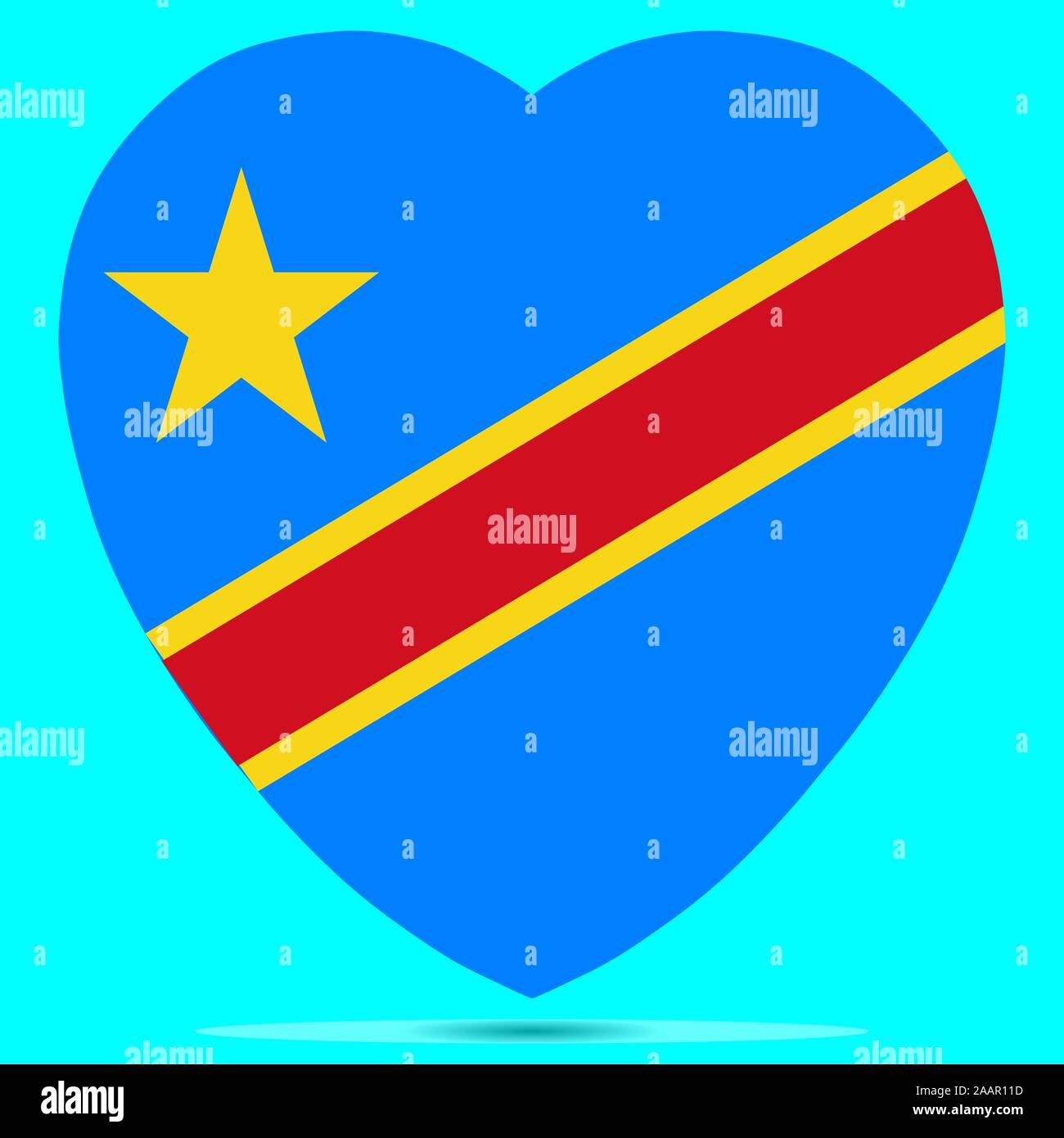 République démocratique du Congo Drapeau en forme de coeur Vector Illustration de Vecteur