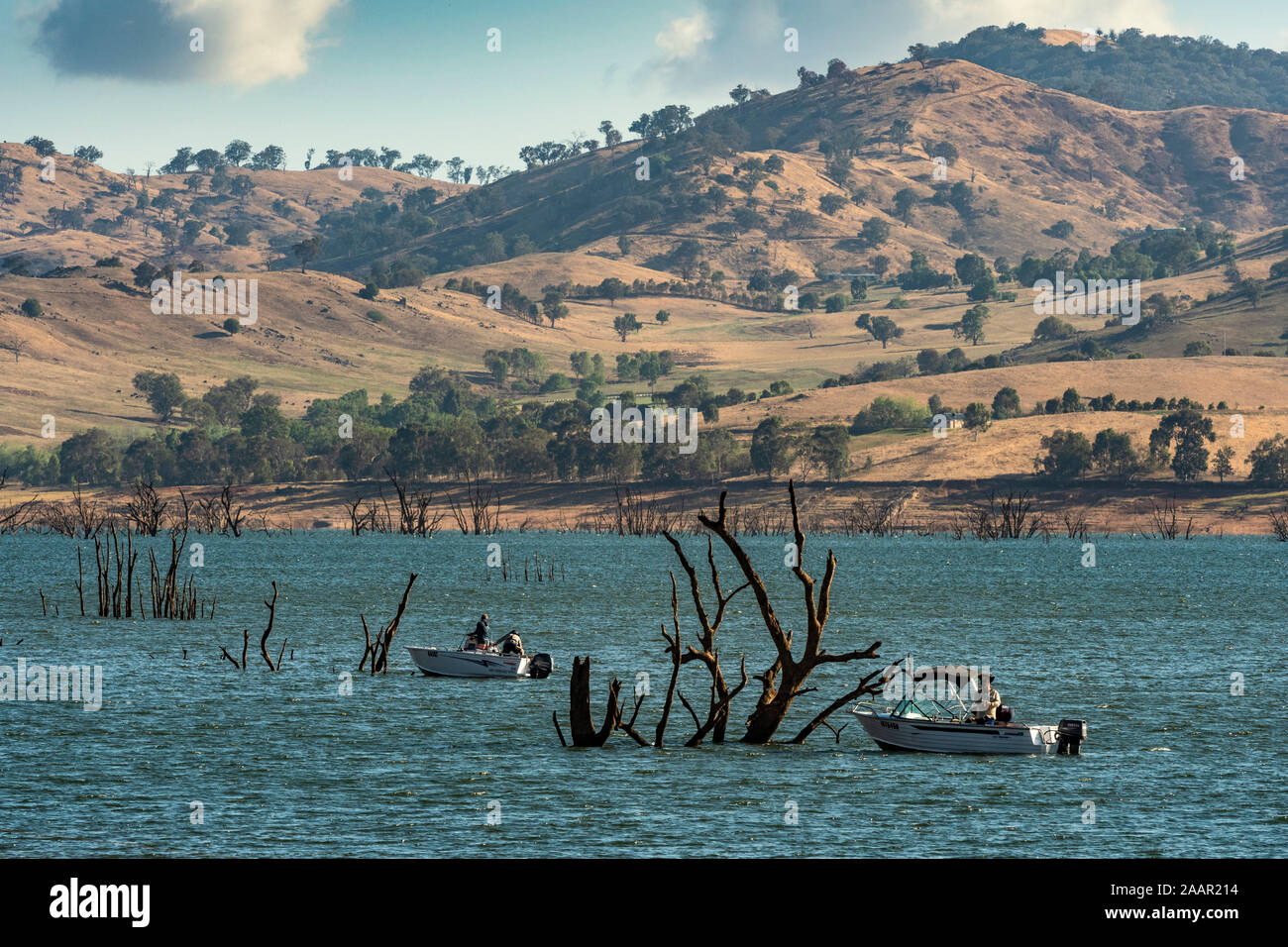 Pêche au lac en Australie Banque D'Images