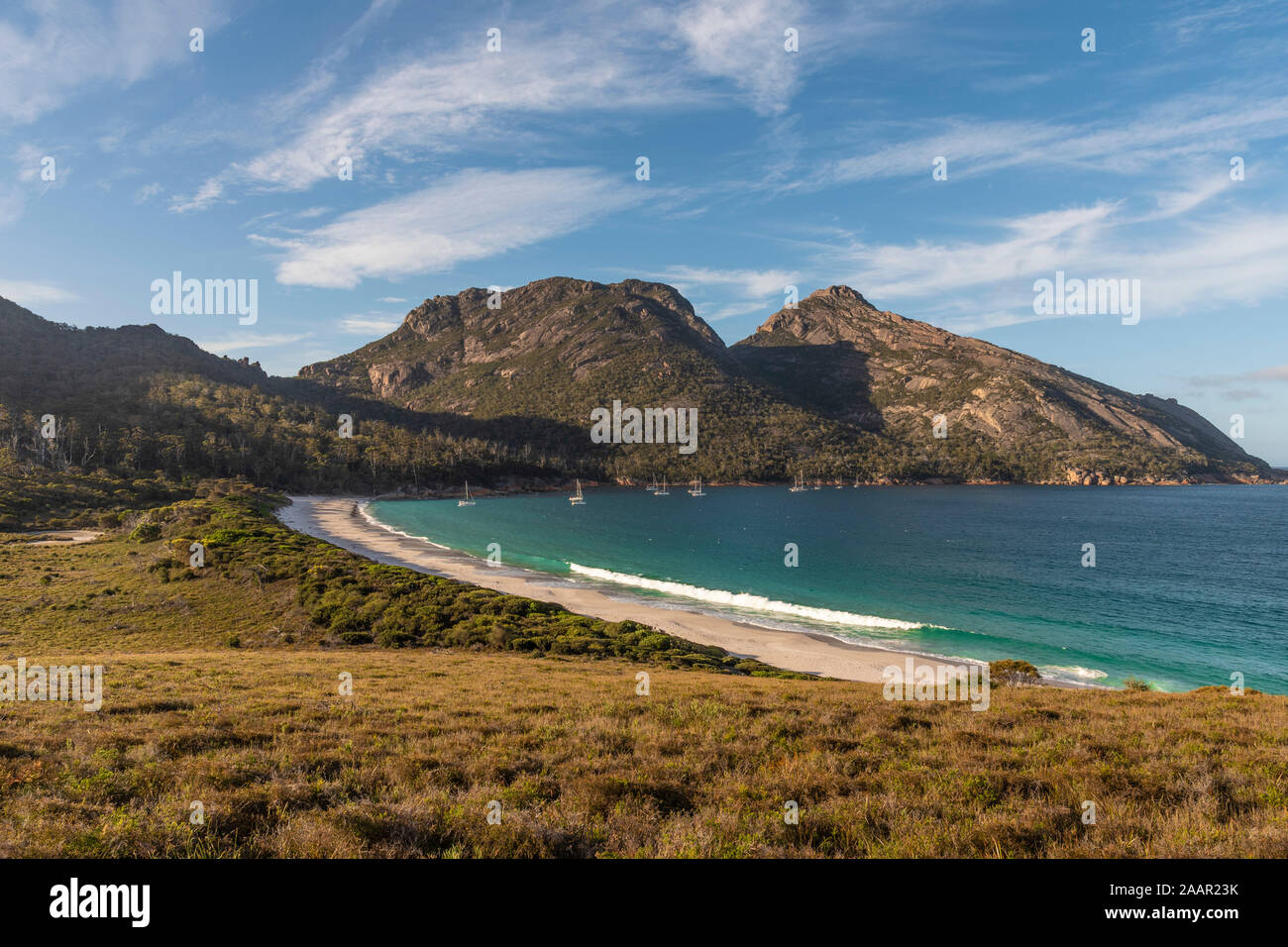 Au vue de la baie de verres à vin, parc national de Freycinet, Tasmanie Banque D'Images