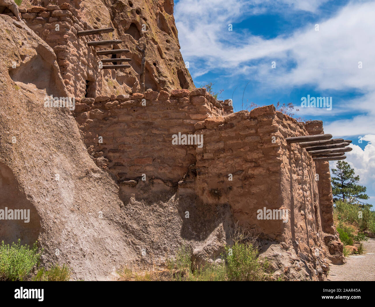 Reconstruit à partir de la chambre 1920, Bandelier National Monument, Los Alamos, Nouveau Mexique. Banque D'Images