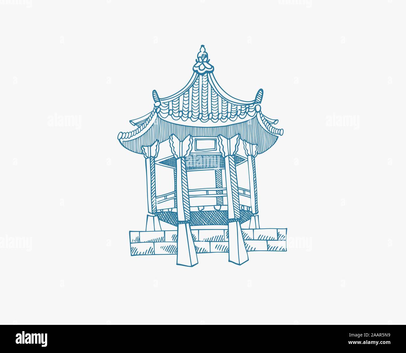 Illustration de gazebo de Namsangol Hanok, Séoul, Corée du Sud Illustration de Vecteur