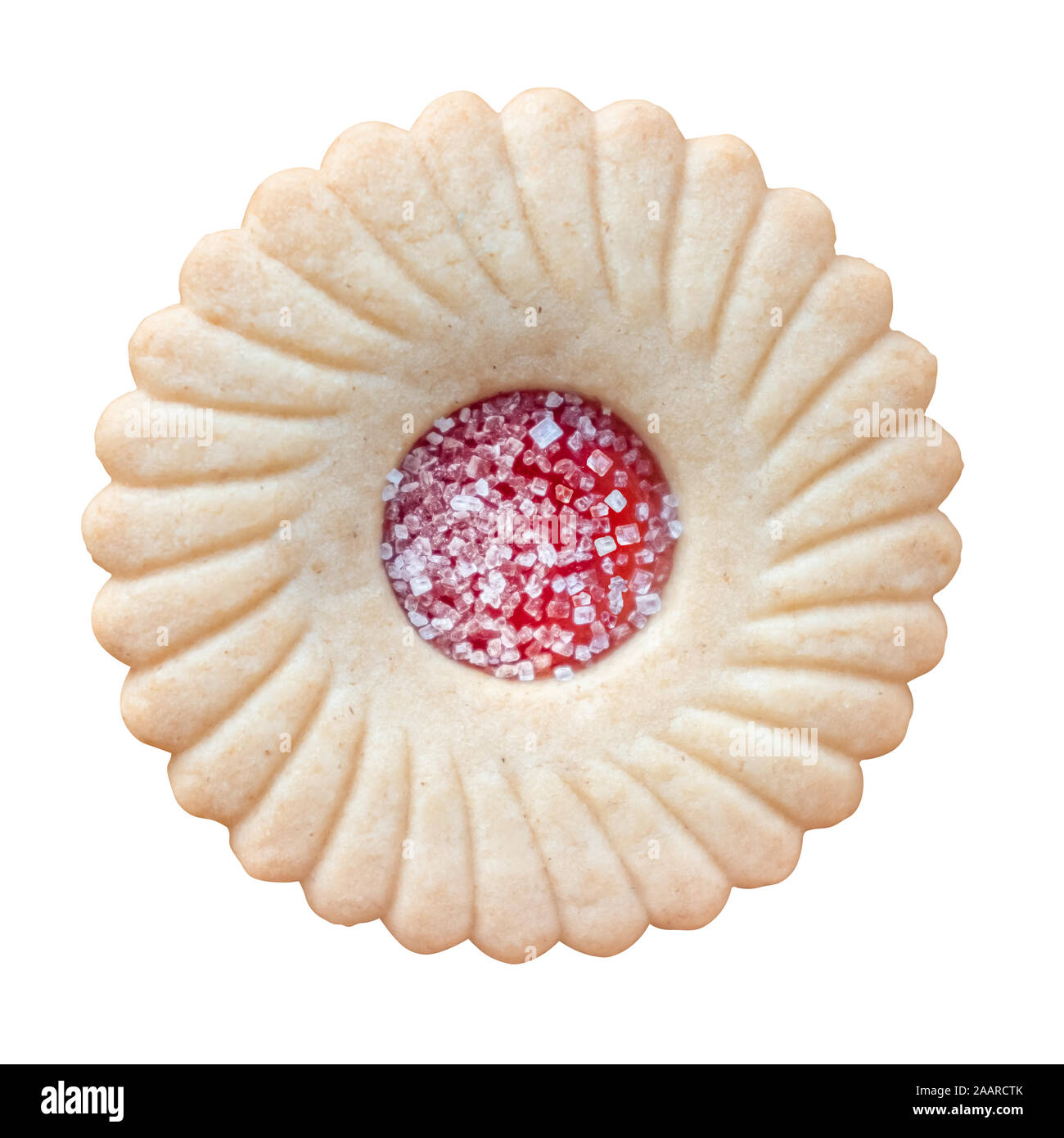 Un biscuit style vintage britannique (Cookie) avec de la confiture de fraise au milieu Banque D'Images