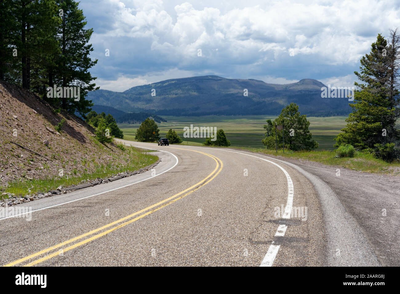 Sentier de montagne Jemez Scenic Byway près de Valles Caldera, Nouveau Mexique Banque D'Images