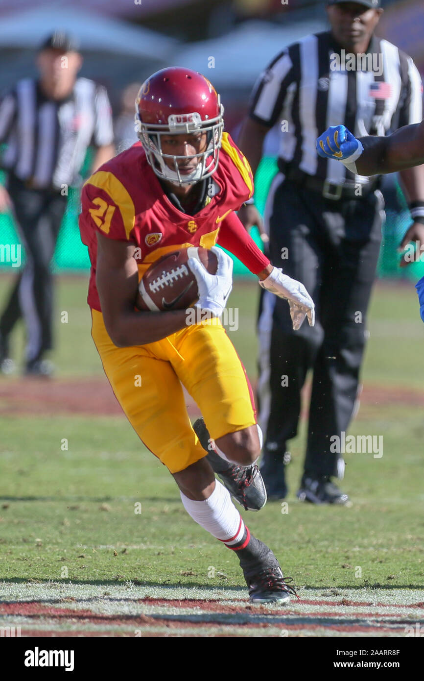 Le receveur USC Trojans Tyler Vaughns (21) au cours de l'UCLA Bruins vs USC Trojans match de football à United Airlines Domaine au Los Angeles Memorial Coliseum, le samedi 23 novembre 2019 (Photo par Jevone Moore) Banque D'Images