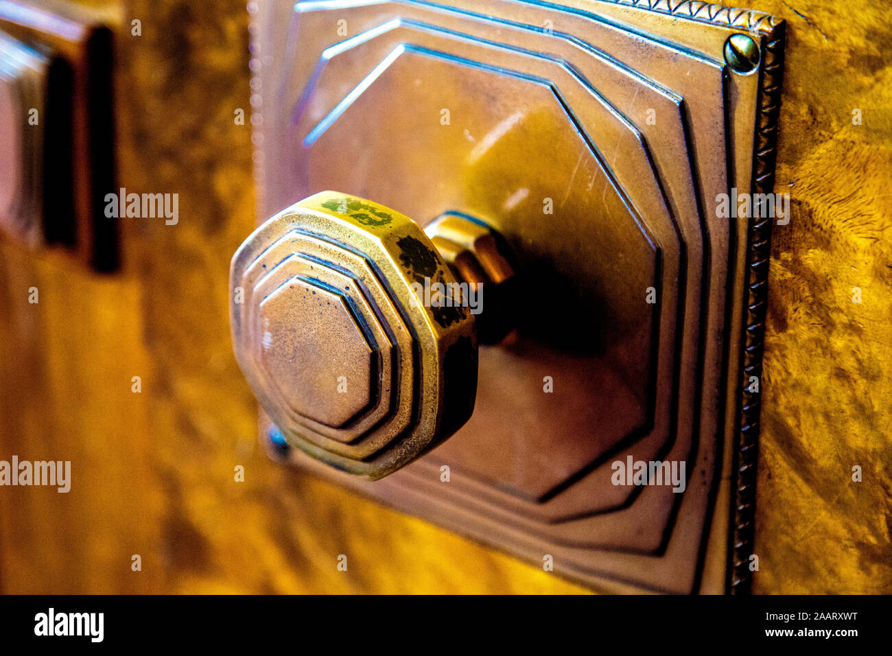 Détails Art déco de l'intérieur du bâtiment 55 Broadway, London, UK Banque D'Images