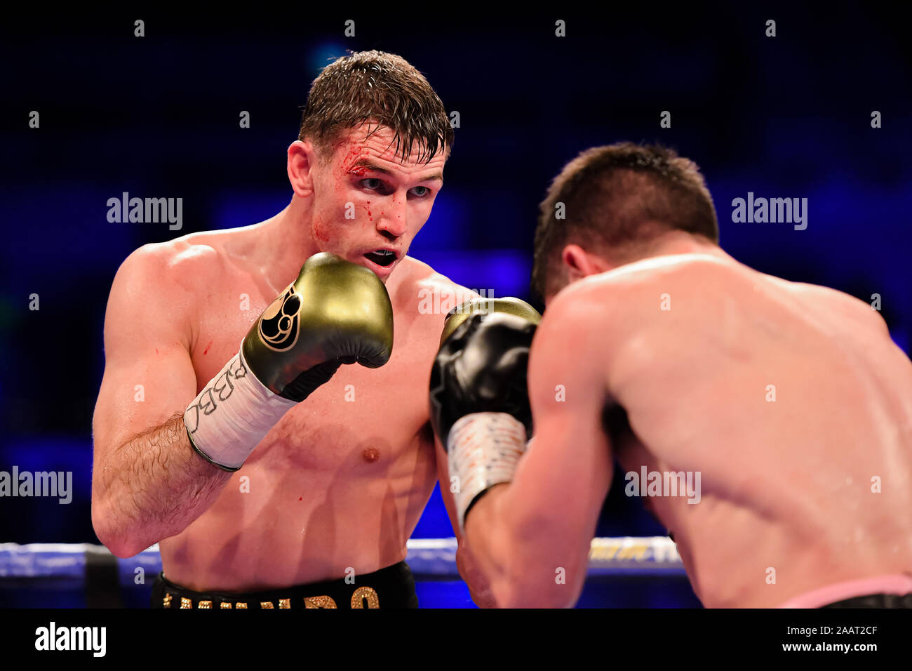 Liverpool, Royaume-Uni. 22Th Nov, 2019. Callum Smith c. John Ryder - monde WBA, WBC Super-Middleweight & Diamond Ring Magazine Callum Smith au cours de titres contre John Ryder à M&S Bank Arena le samedi, Novembre 23, 2019 à Liverpool Royaume-uni. Credit : Taka G Wu/Alamy Live News Banque D'Images