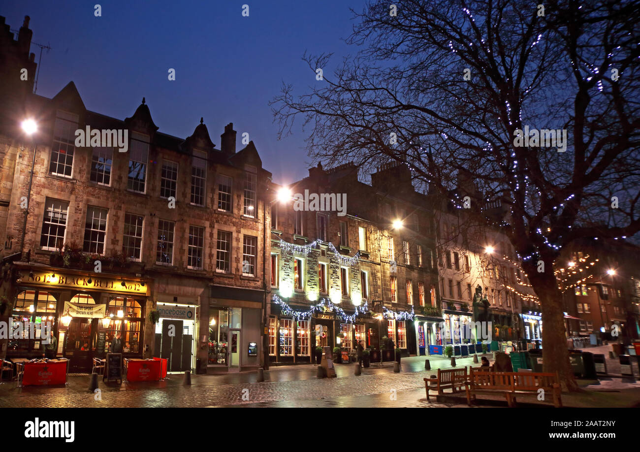 Le taureau noir, Noël, Grassmarket, le centre-ville d'Édimbourg, Lothian, Écosse, Royaume-Uni, EH1 2JU Banque D'Images