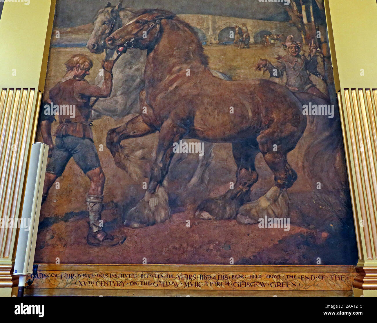 Peinture de Clydesdale Horse Glasgow Fair, City Chambers, George Square, Glasgow, Écosse, ROYAUME-UNI, G2 1AL Banque D'Images