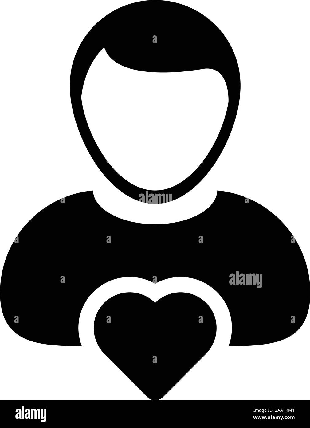 L'icône d'accueil de l'utilisateur profil mâle vecteur personne avatar avec le symbole de coeur dans une couleur plate illustration pictogramme glyphe Illustration de Vecteur