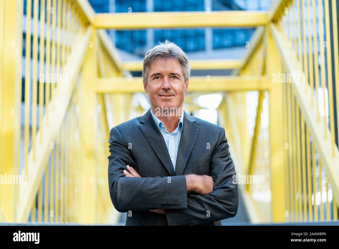 Portrait of mature businessman sur un pont Banque D'Images