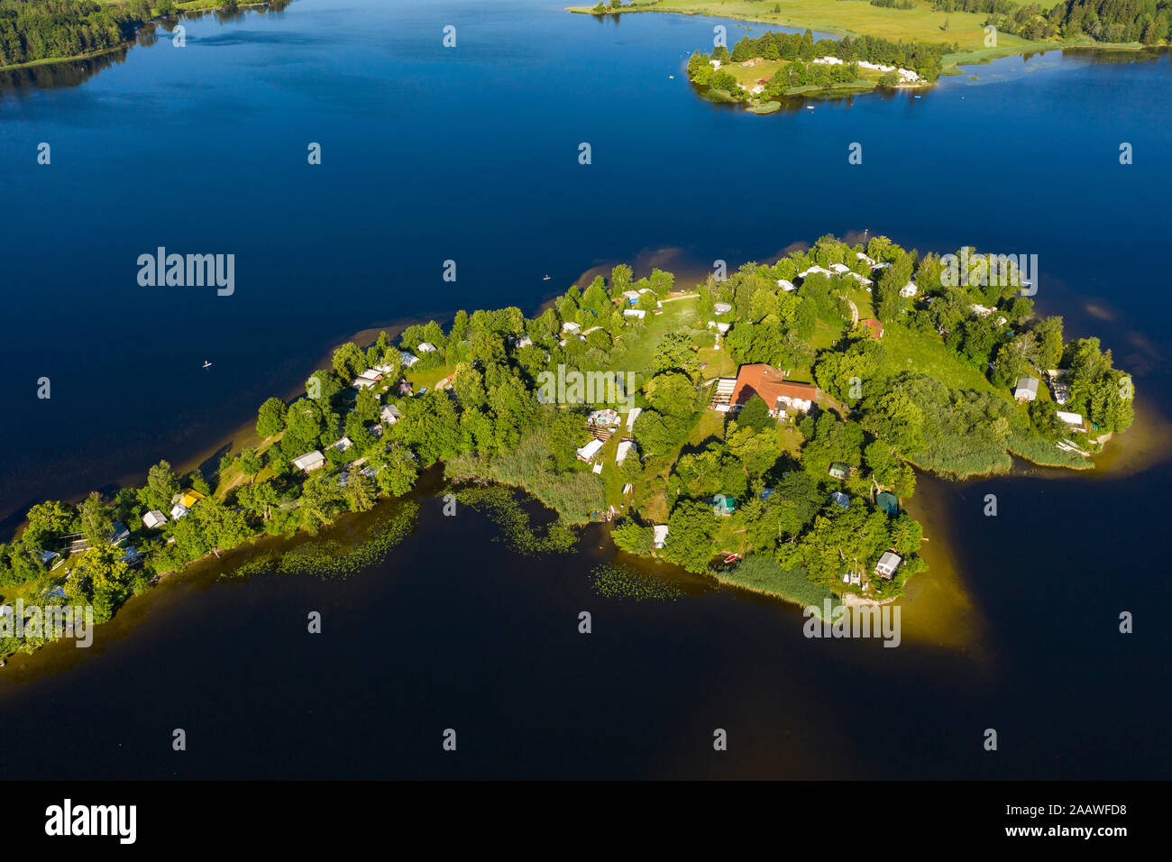 Drone idyllique vue de Buchau Island en Haute-bavière, Allemagne Banque D'Images