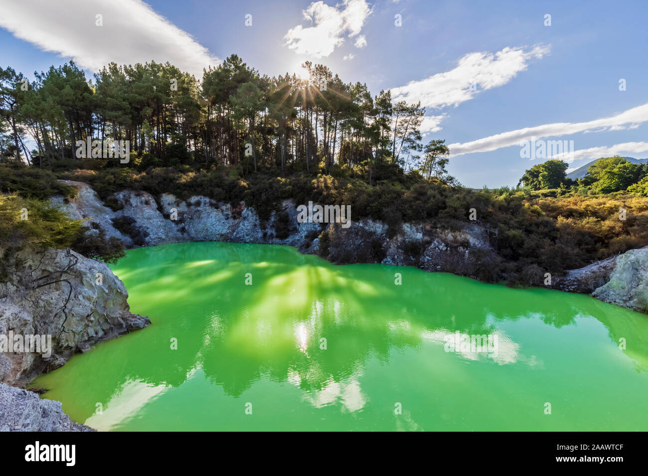 Piscine Grotte du diable, Wai-O-Tapu Thermal Wonderland, la zone volcanique de Taupo, île du Nord, Nouvelle-Zélande Banque D'Images