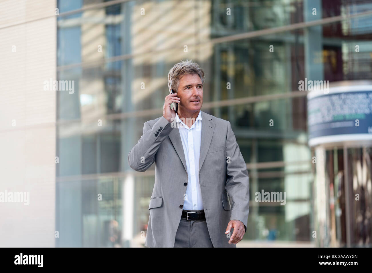 Mature businessman au téléphone dans la ville Banque D'Images