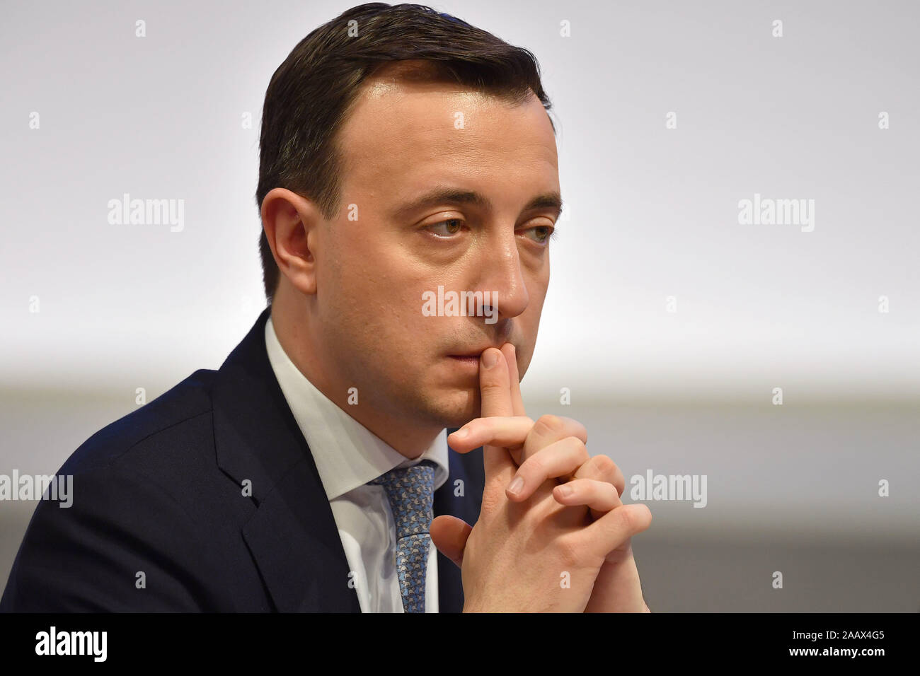 Leipzig, Allemagne. 22 Nov, 2019. Paul ZIEMIAK (secrétaire-général), geste, sceptique, sérieux, image unique, seule coupe motif, portrait, portrait, portrait. Parti 32e jour de la CDU Allemagne sur 22.11.2019, Centre de congrès de Leipzig, l'utilisation dans le monde entier | Credit : dpa/Alamy Live News Banque D'Images