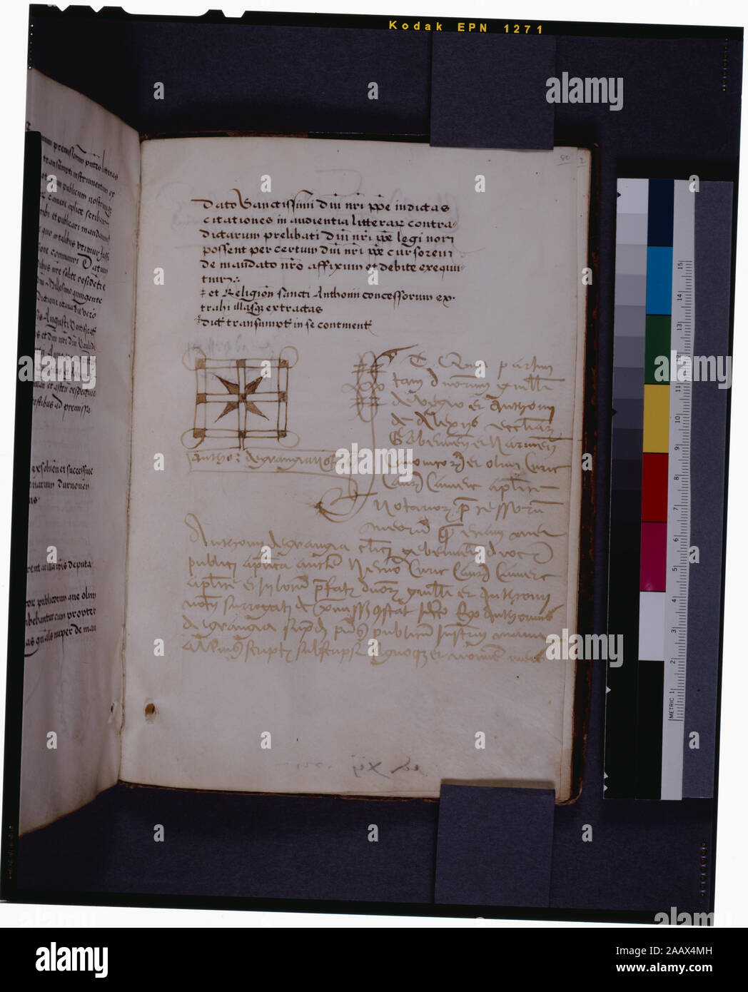 Texte principal de l'explicite, et énumérés dans la note de Ricci, Seymour, recensement des manuscrits du Moyen Âge et de la Renaissance dans les États-Unis et le Canada. New York. N.Y. : H.W. Wilson, 1935 ; et garanti, New York, N.Y. : Bibliographical Society of America, 1962. Actionnariat : était en France ca. 1800 ; no. 653 dans un catalogue. De Ricci, 1328. Tableau par M. G.B. Guest. 30-1 Les longues lignes, a jugé à la lumière rouge, prickings visible. F.1 parchemin a toute frontière avec l'image de saint ou pape. f.1 a toute frontière avec l'or, rouge, bleu, vert etc. des armoiries. 2-line initiales en rouge et bleu, avec l'ouverture de 7 lignes initiales. Banque D'Images Texte principal de l'explicite, et énumérés dans la note de Ricci, Seymour, recensement des manuscrits du Moyen Âge et de la Renaissance dans les États-Unis et le Canada. New York. N.Y. : H.W. Wilson, 1935 ; et garanti, New York, N.Y. : Bibliographical Society of America, 1962. Actionnariat : était en France ca. 1800 ; no. 653 dans un catalogue. De Ricci, 1328. Tableau par M. G.B. Guest. 30-1 Les longues lignes, a jugé à la lumière rouge, prickings visible. F.1 parchemin a toute frontière avec l'image de saint ou pape. f.1 a toute frontière avec l'or, rouge, bleu, vert etc. des armoiries. 2-line initiales en rouge et bleu, avec l'ouverture de 7 lignes initiales. Banque D'Images