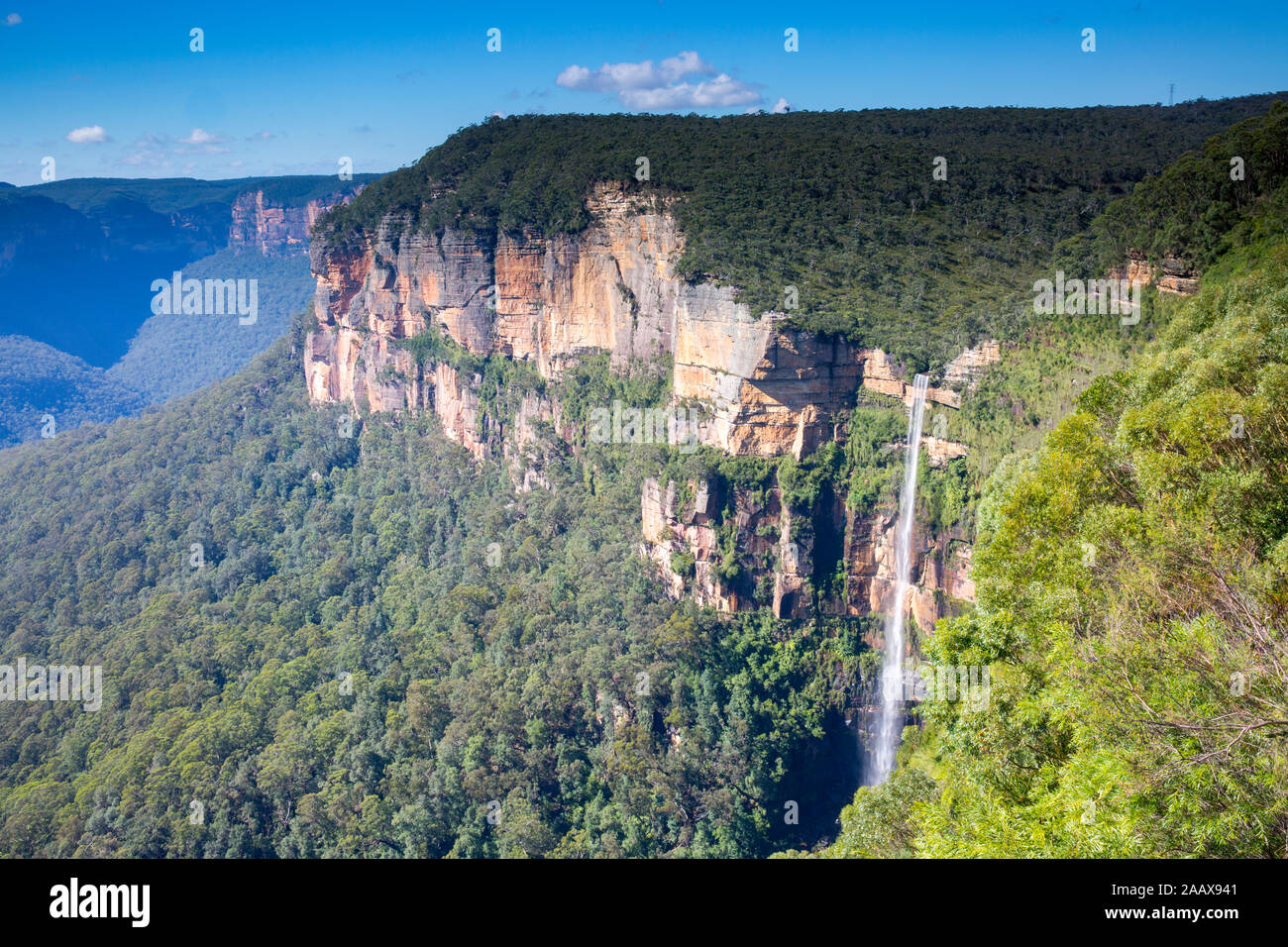 Les chutes de Govetts et le rocher de grès des montagnes bleues Parc national, Sydney, Australie Banque D'Images