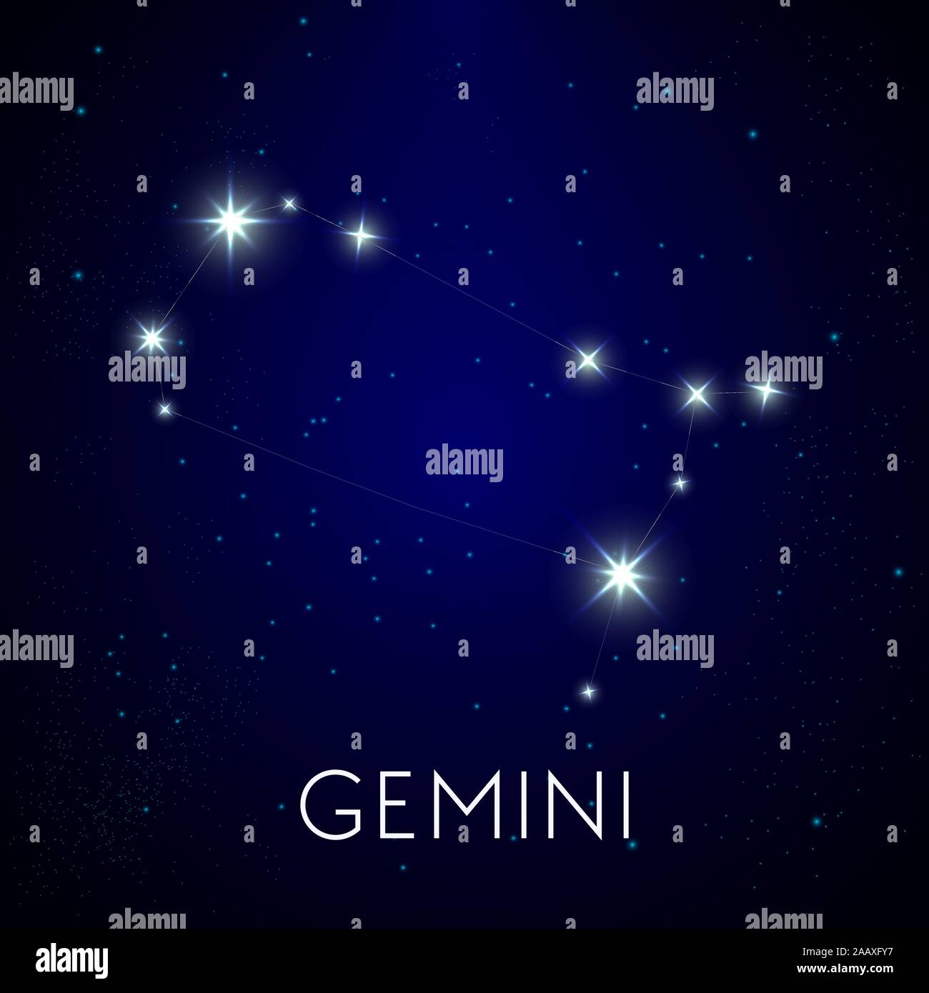Constellation des Gémeaux zodiaque dans ciel de nuit, symbole — free download