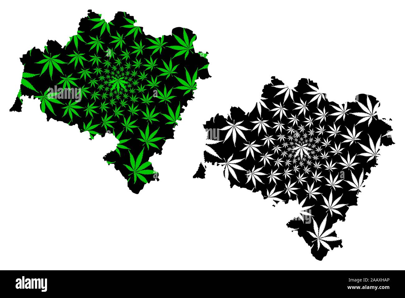 Basse-silésie (voïvodies de Pologne) la carte est conçue de feuilles de cannabis vert et noir, Dolnoslaskie Province carte fait de la marijuana (mari Illustration de Vecteur