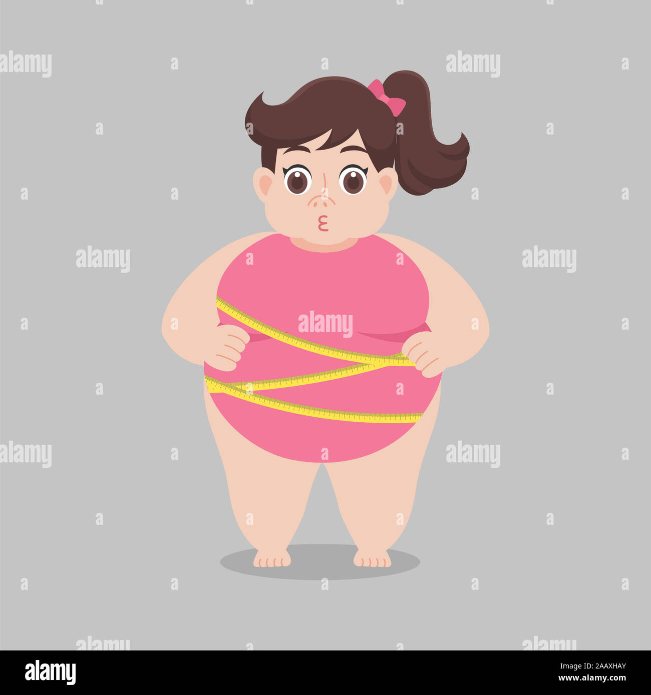 Big Fat Woman wearing bikini rose retrouvez ruban de mesure, les soins de  santé télévision cartoon concept caractère vecteur conception Photo Stock -  Alamy