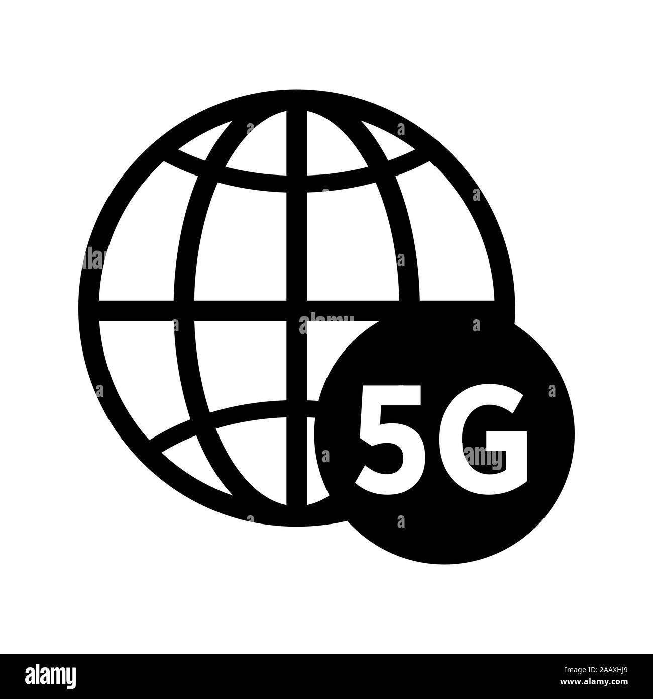 Planète ou l'icône de la ligne isolée du réseau, connexion Internet 5G Illustration de Vecteur