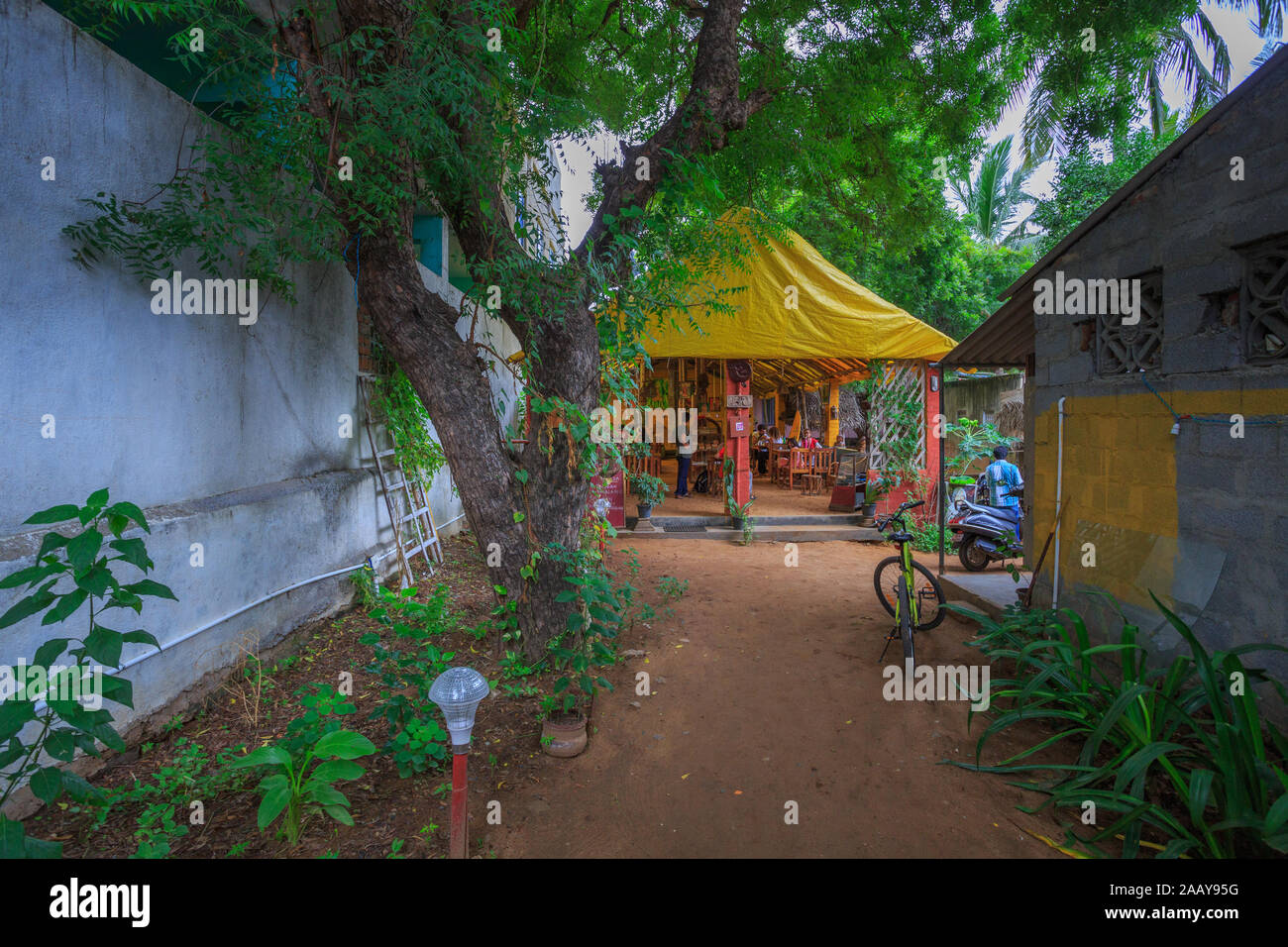 Un restaurant de fruits de mer à Mahabalipuram (Tamil Nadu, Inde) Banque D'Images