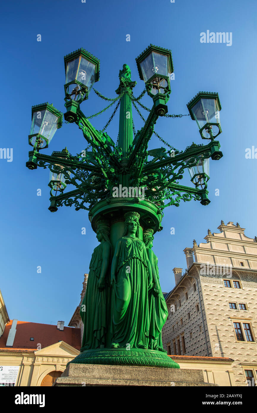 Green Lantern street orné au Château de Prague Banque D'Images