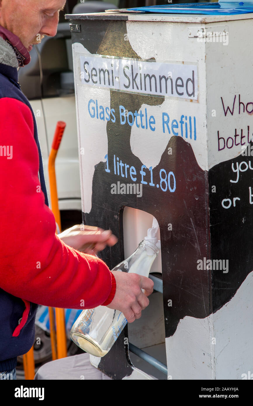 Bouteille de lait au service de renouvellement du marché de Blackheath, Londres, Angleterre Banque D'Images