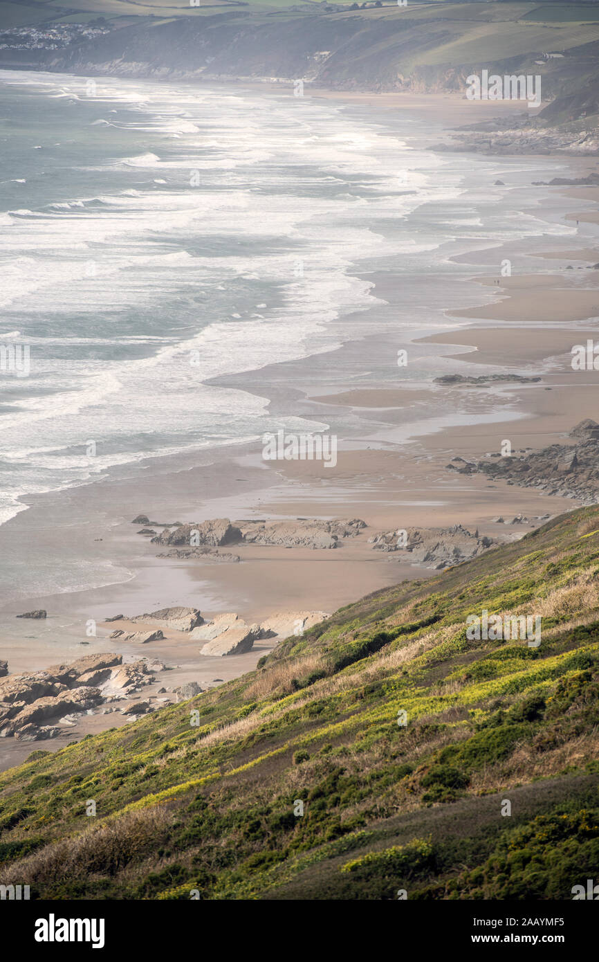 La plage de Whitsand Bay dans la région de Cornwall, England, UK Banque D'Images