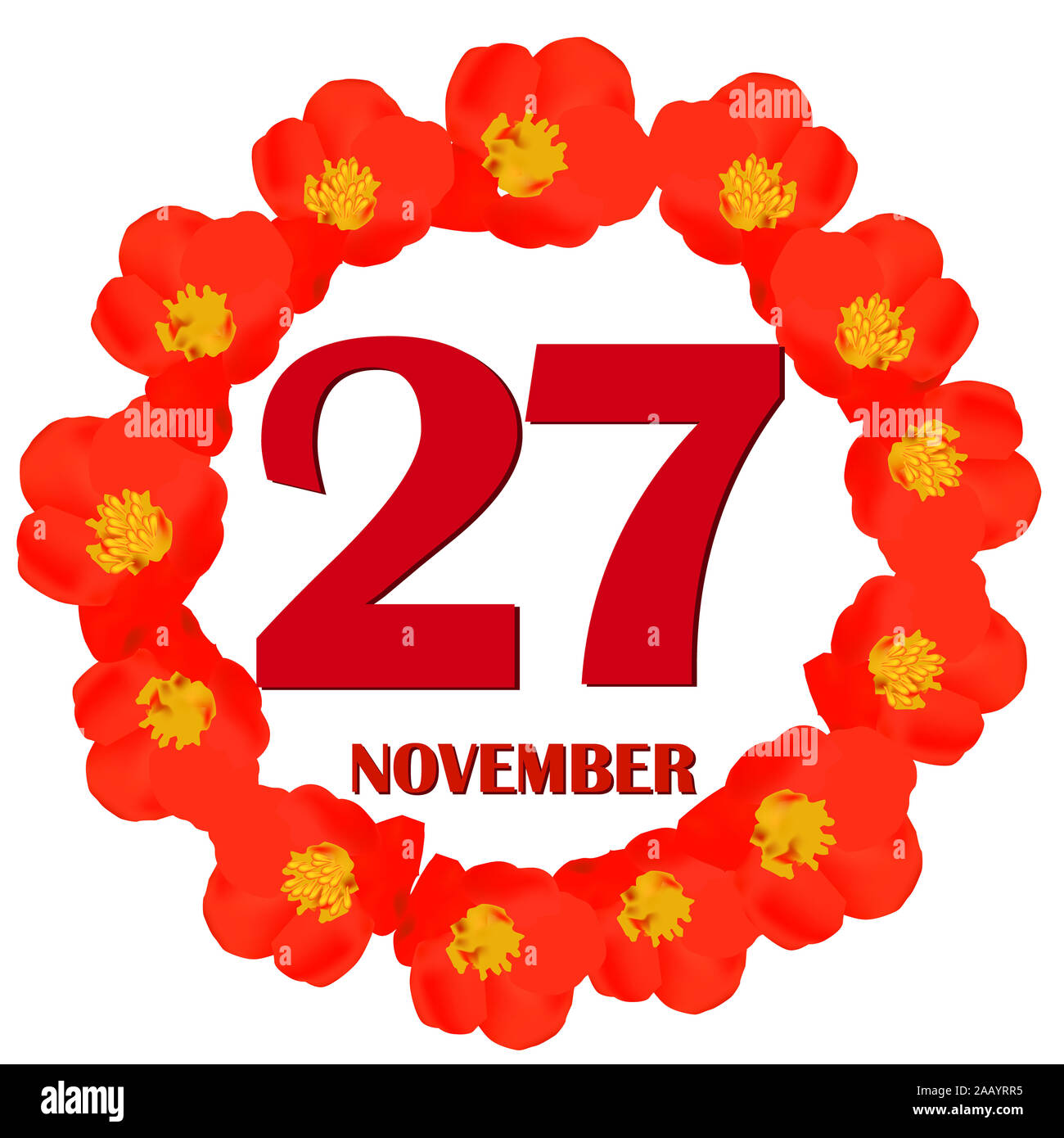 L'icône le 27 novembre. Pour la planification jour important. Bannière pour fêtes et jours avec des fleurs. Novembre vingt-septième icône. L'illustration Photo Stock - Alamy