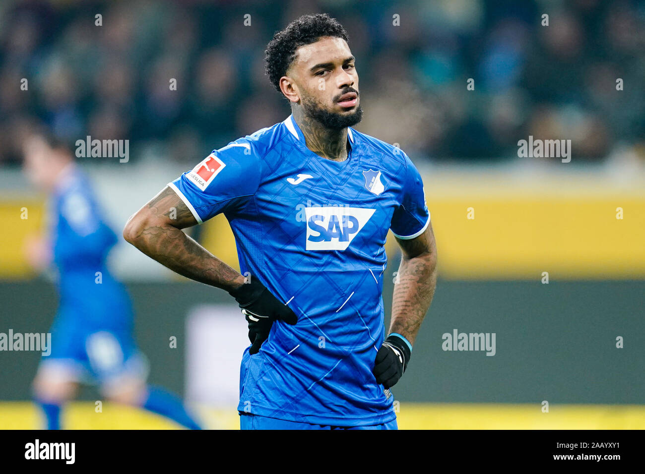 Berlin, Allemagne. 24 Nov, 2019. Soccer : Bundesliga, TSG 1899 Hoffenheim - FSV Mainz 05, 12e journée, dans le PreZero Arena. Jürgen Locadia de Hoffenheim est sur le terrain. Credit : Uwe Anspach/DPA - NOTE IMPORTANTE : en conformité avec les exigences de la DFL Deutsche Fußball Liga ou la DFB Deutscher Fußball-Bund, il est interdit d'utiliser ou avoir utilisé des photographies prises dans le stade et/ou la correspondance dans la séquence sous forme d'images et/ou vidéo-comme des séquences de photos./dpa/Alamy Live News Banque D'Images