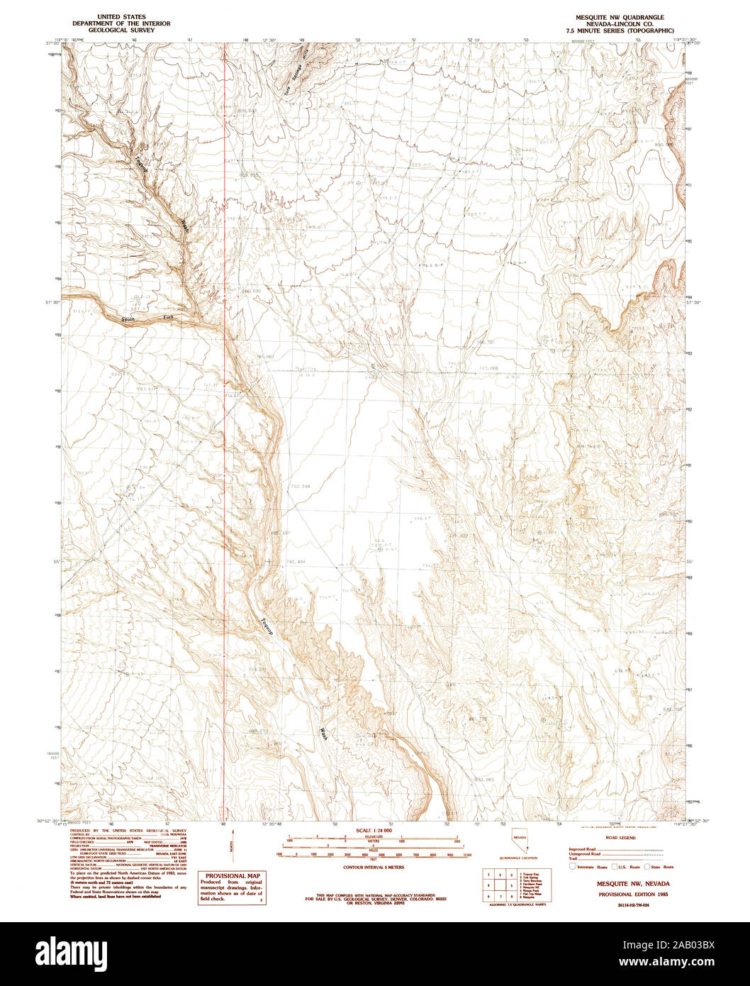 Carte TOPO USGS Nevada NV Mesquite NW 3194151985 24000 Restauration Banque D'Images